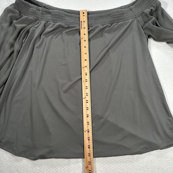 Torrid Off Shoulder Sheer Sleeve Blouse Women's 1/1X Gray Green Top - Picture 7 of 10